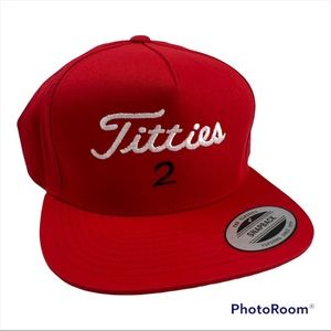 Red TITTIES SnapBack Hat Cap Golf